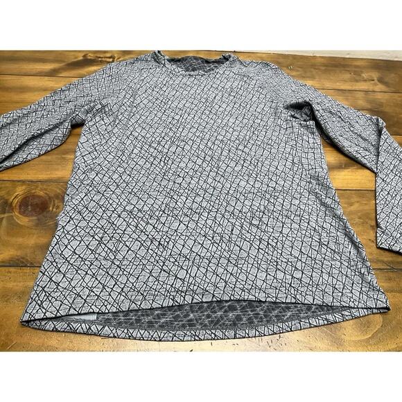 Lululemon Men's Large Grey Crackle Print Long Sleeve Surge Warm Crew Pullover - Picture 2 of 12